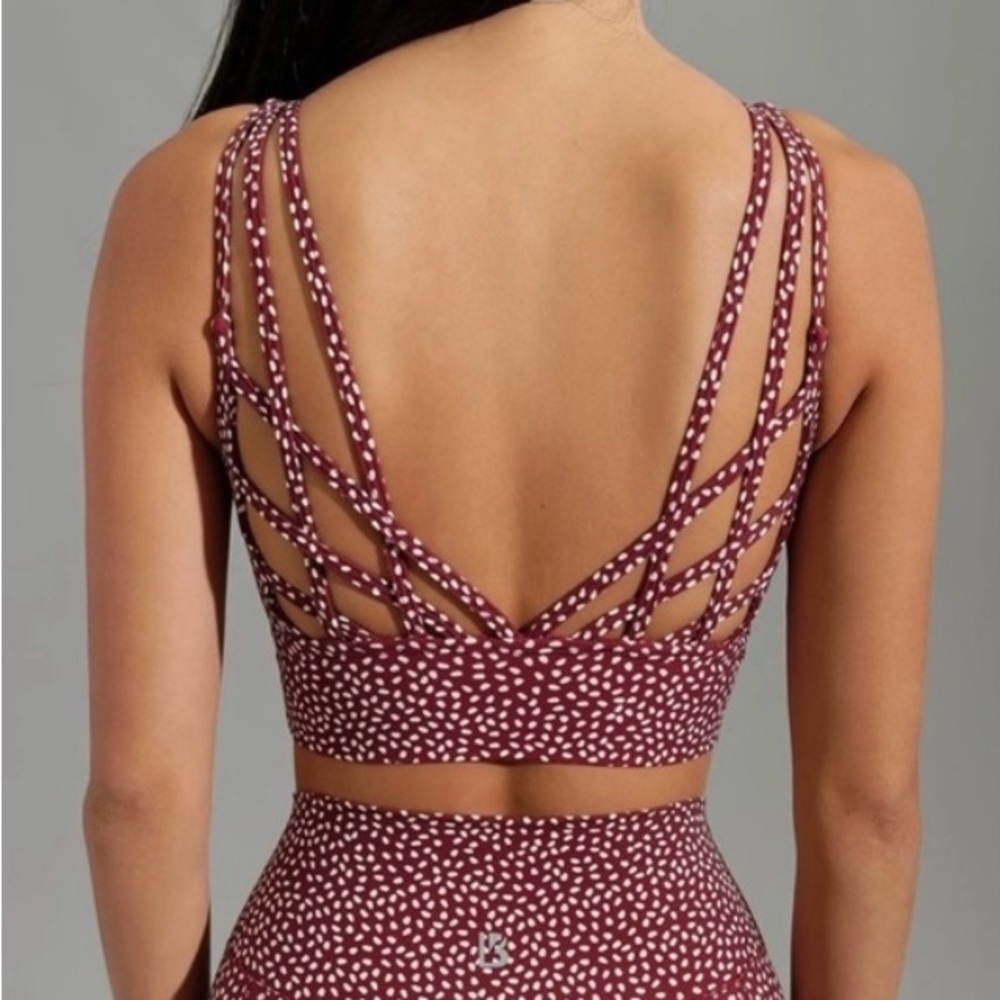 Buffbunny Monarch Sports Bra Vineyard Dark Red Bossy Print Size Large